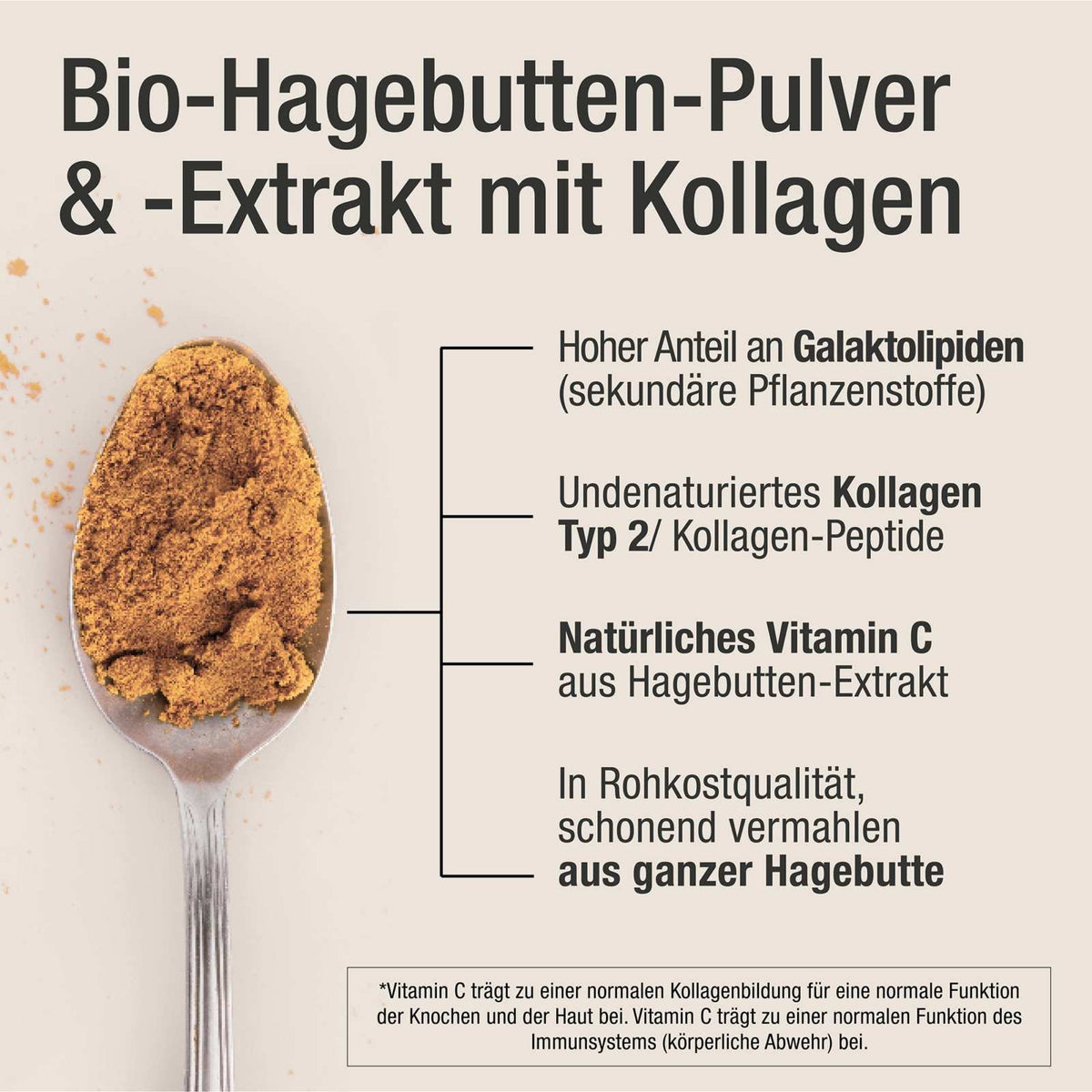 Hagebuttenpulver und Extrakt mit hochwertigen Kollagen Typ 2 – Rosehip PLUS - Cellavent Healthcare