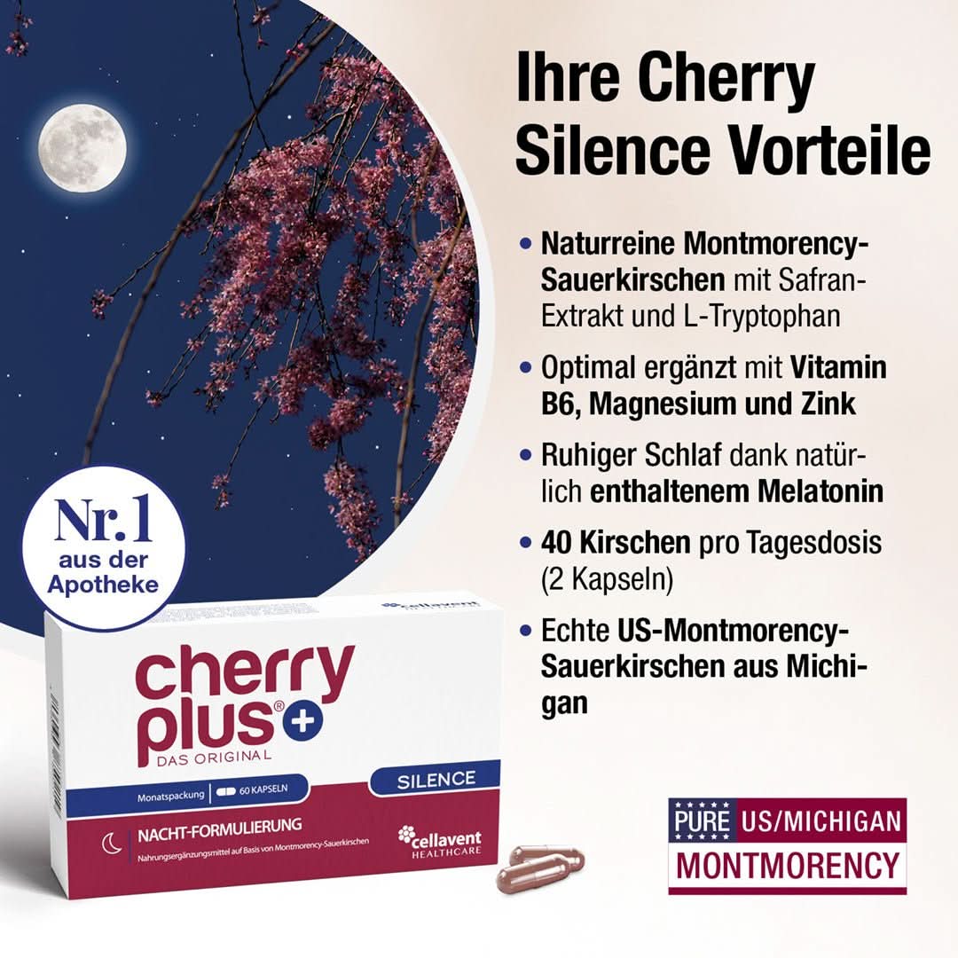 Montmorency Sauerkirsche Nachtformulierung - Cherry PLUS Silence - Cellavent Healthcare