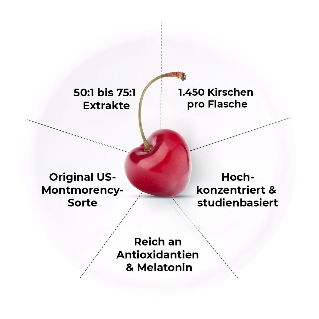 Kirsche im Kreis und um herum sind die 5 wichtigsten Punkte
