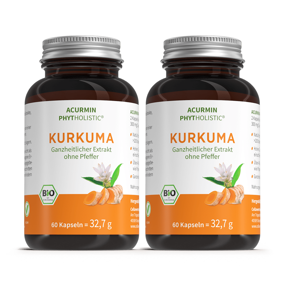 Bio Kurkuma Kapseln ohne Pfeffer – Acurmin Phytholistic - Cellavent Healthcare