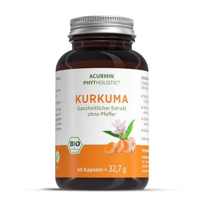 Bio - Kurkuma Kapseln ohne Pfeffer – Acurmin Phytholistic - Cellavent Healthcare
