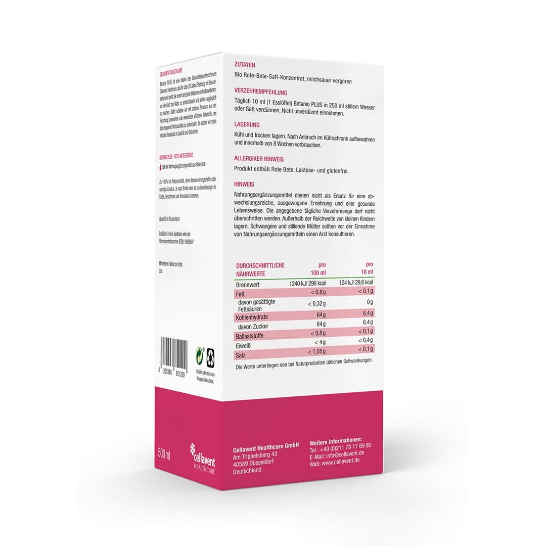 Das Bio Rote - Bete - Konzentrat - Betanio PLUS - Cellavent Healthcare