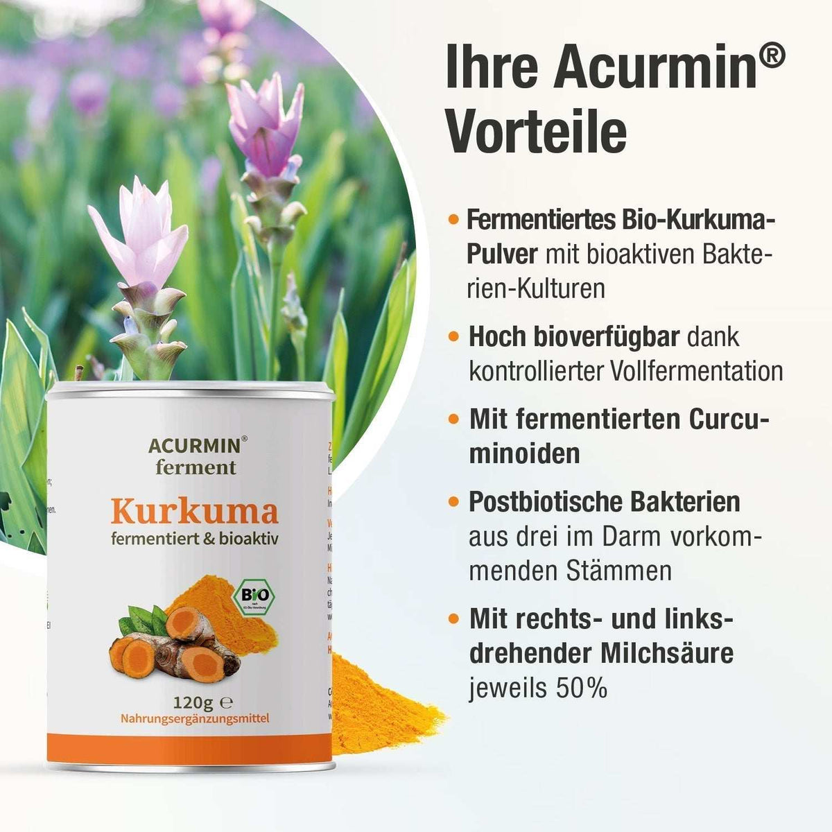 Fermentiertes Bio Kurkuma - Pulver – Acurmin ferment - Cellavent Healthcare