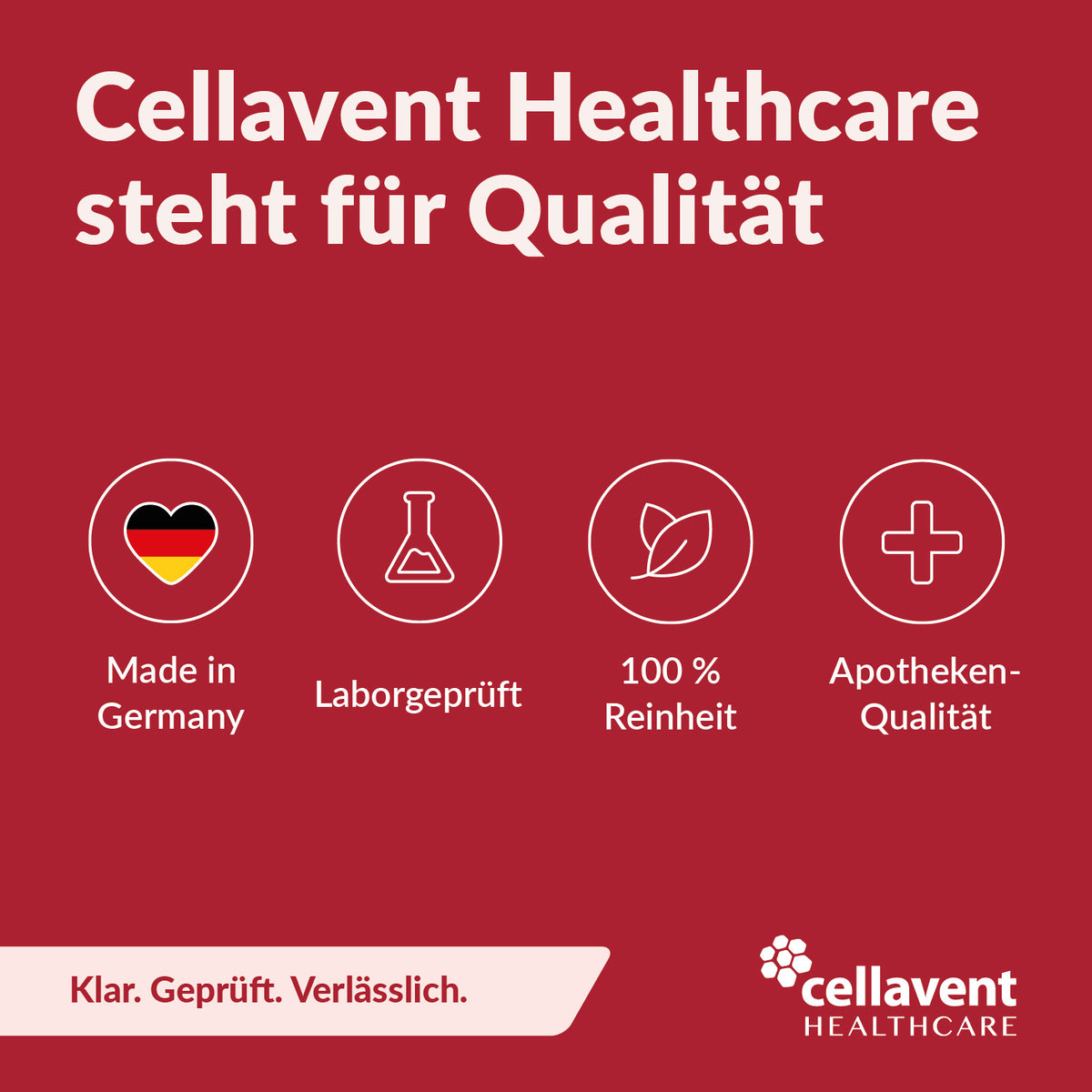 Cellavent Healthcare Qualität: Made in Germany, laborgeprüft, 100 % Reinheit, Apotheken-Qualität