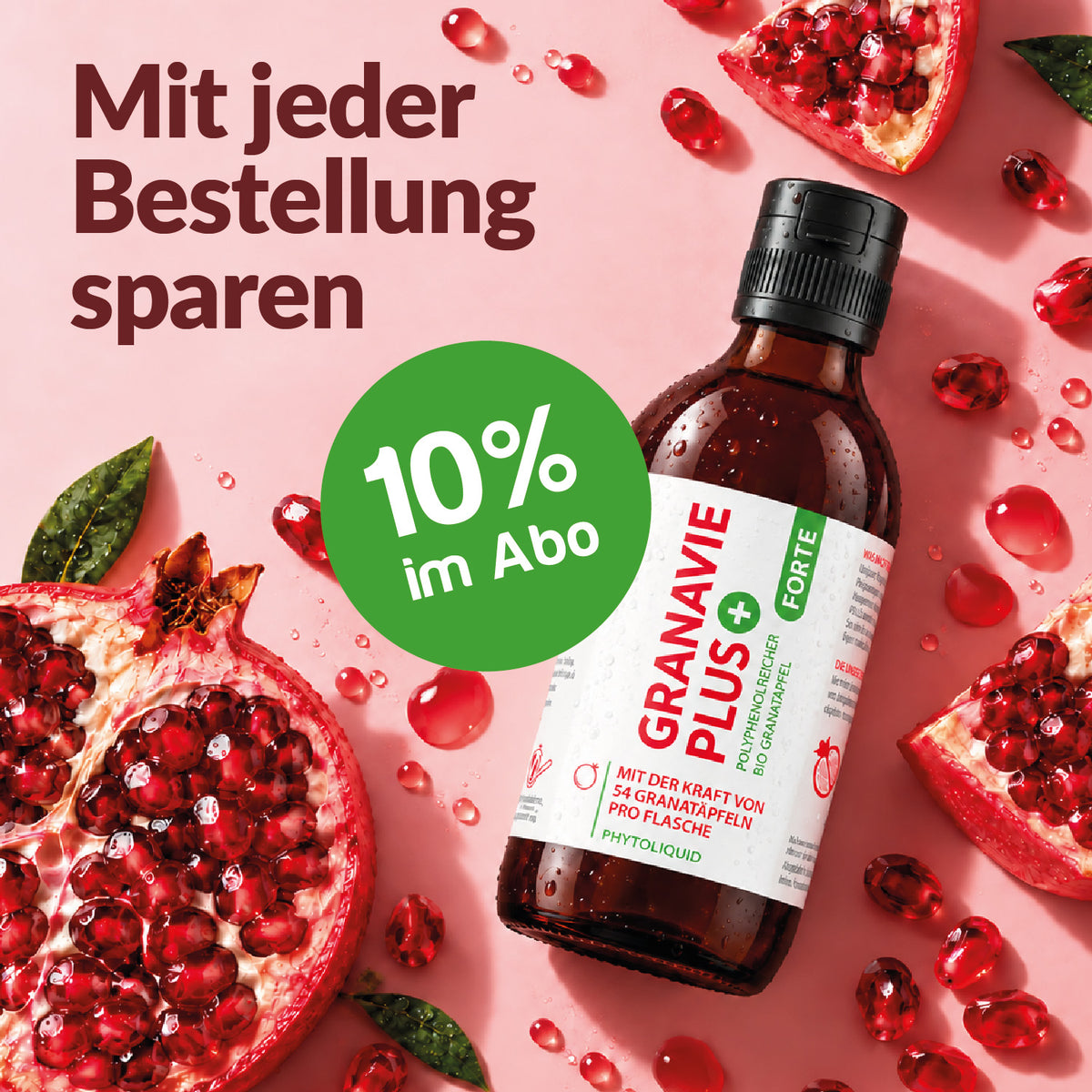 Granavie PLUS Forte Flasche mit Granatapfelkernen, 10 % Rabatt im Abo