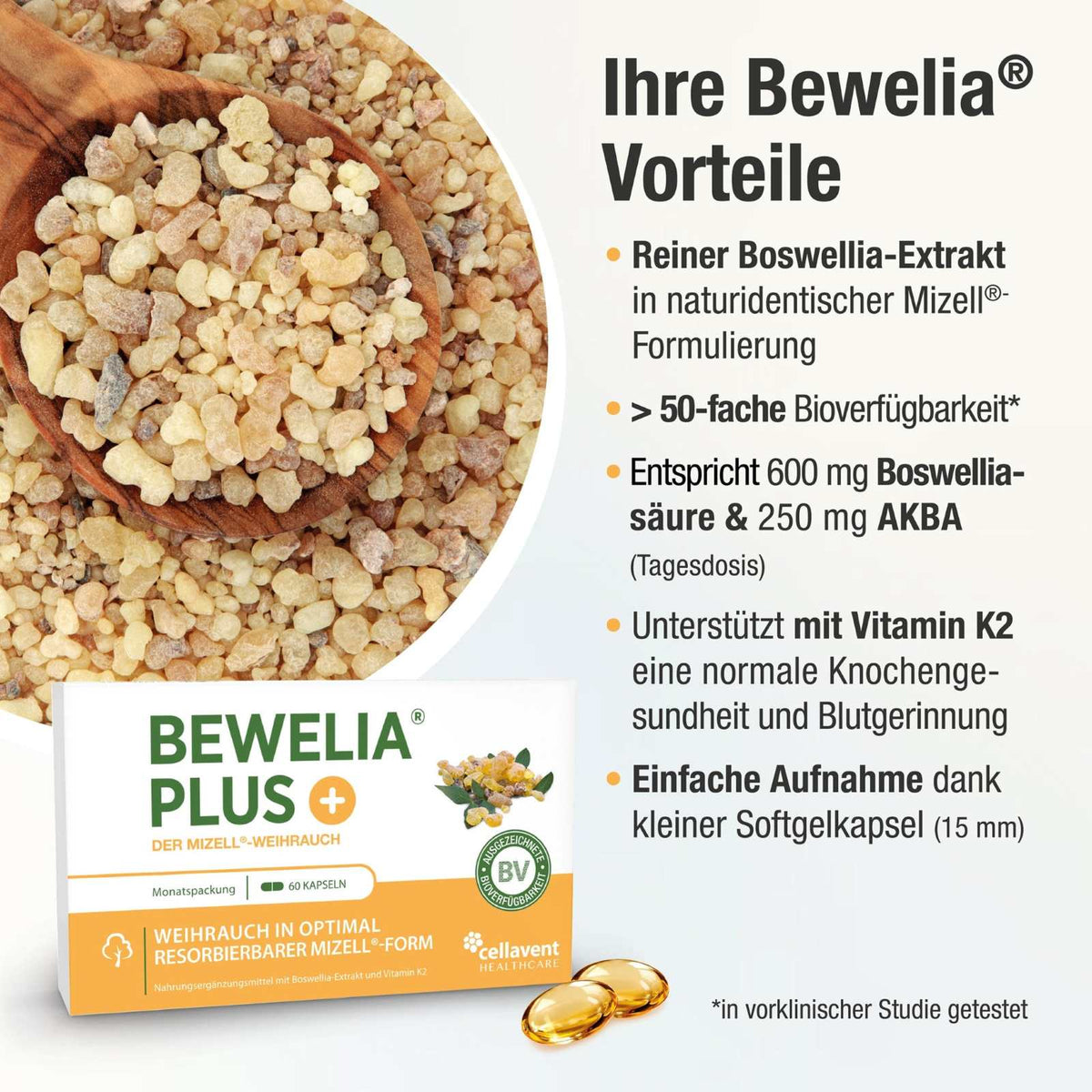 Mizell Weihrauch Kapseln - Bewelia PLUS - Cellavent Healthcare