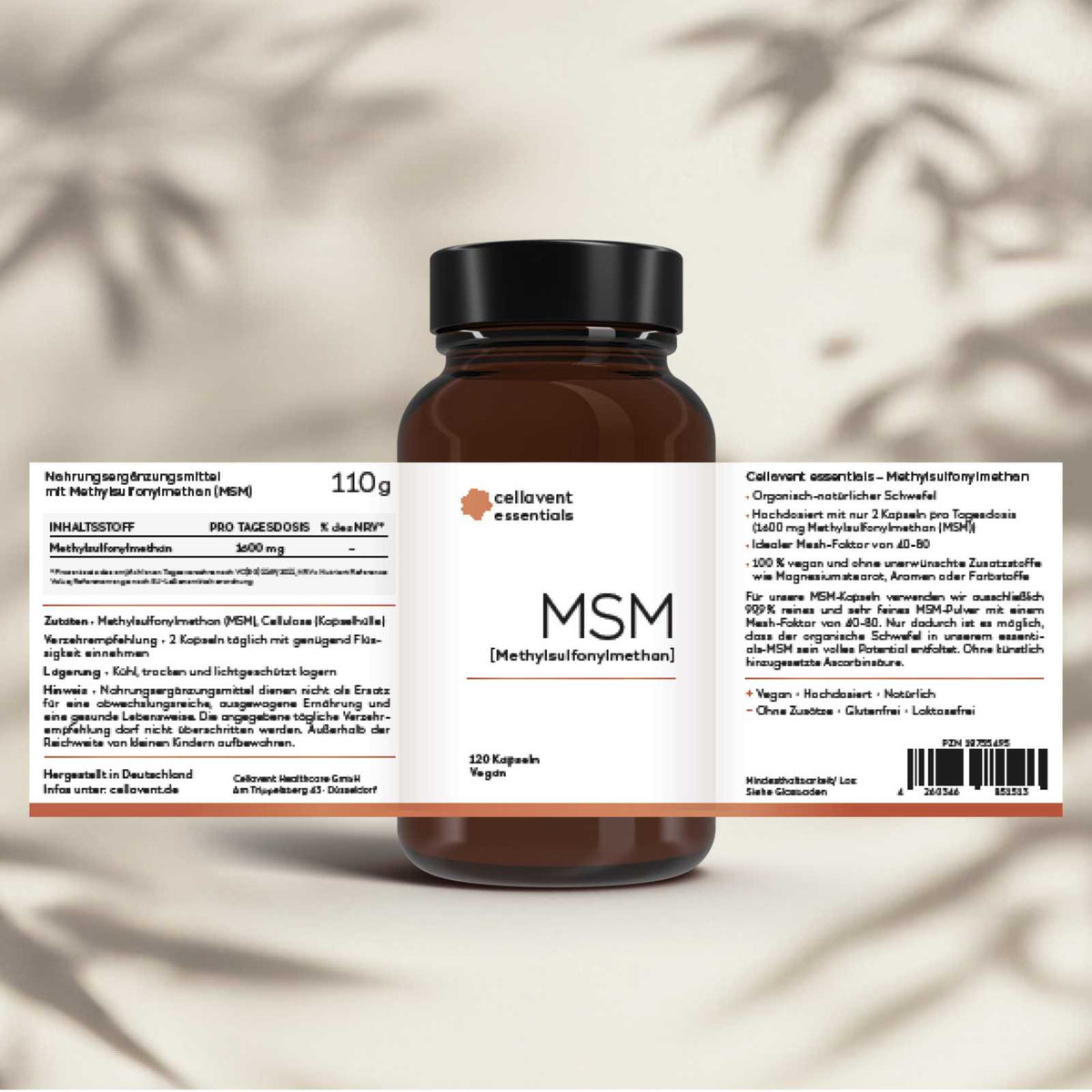 MSM Kapseln [Methylsulfonylmethan] - Cellavent essentials - Cellavent Healthcare