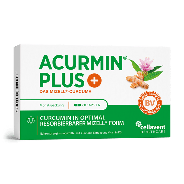 Original Acurmin PLUS Mizell Kurkuma Kapseln – Hochdosiertes Curcumin mit 184 - facher Bioverfügbarkeit - Cellavent Healthcare