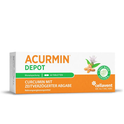 Sonderposten: Depot - Kurkuma Tabletten mit verzögerter Curcumin - Freisetzung – Acurmin DEPOT - Cellavent Healthcare