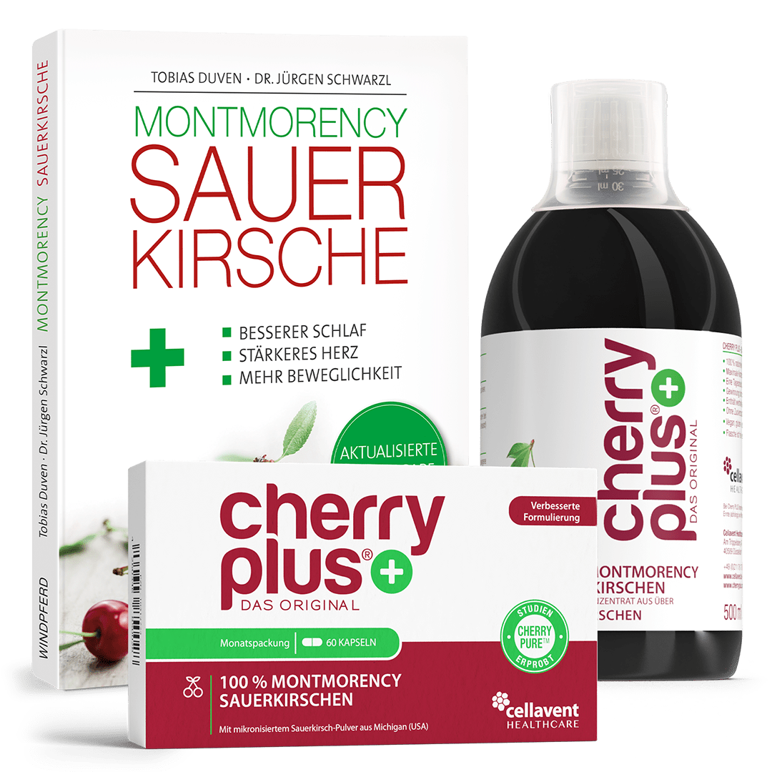 Sparpaket - Cherry PLUS Kapseln, Konzentrat & Buch Bundle - Cellavent Healthcare